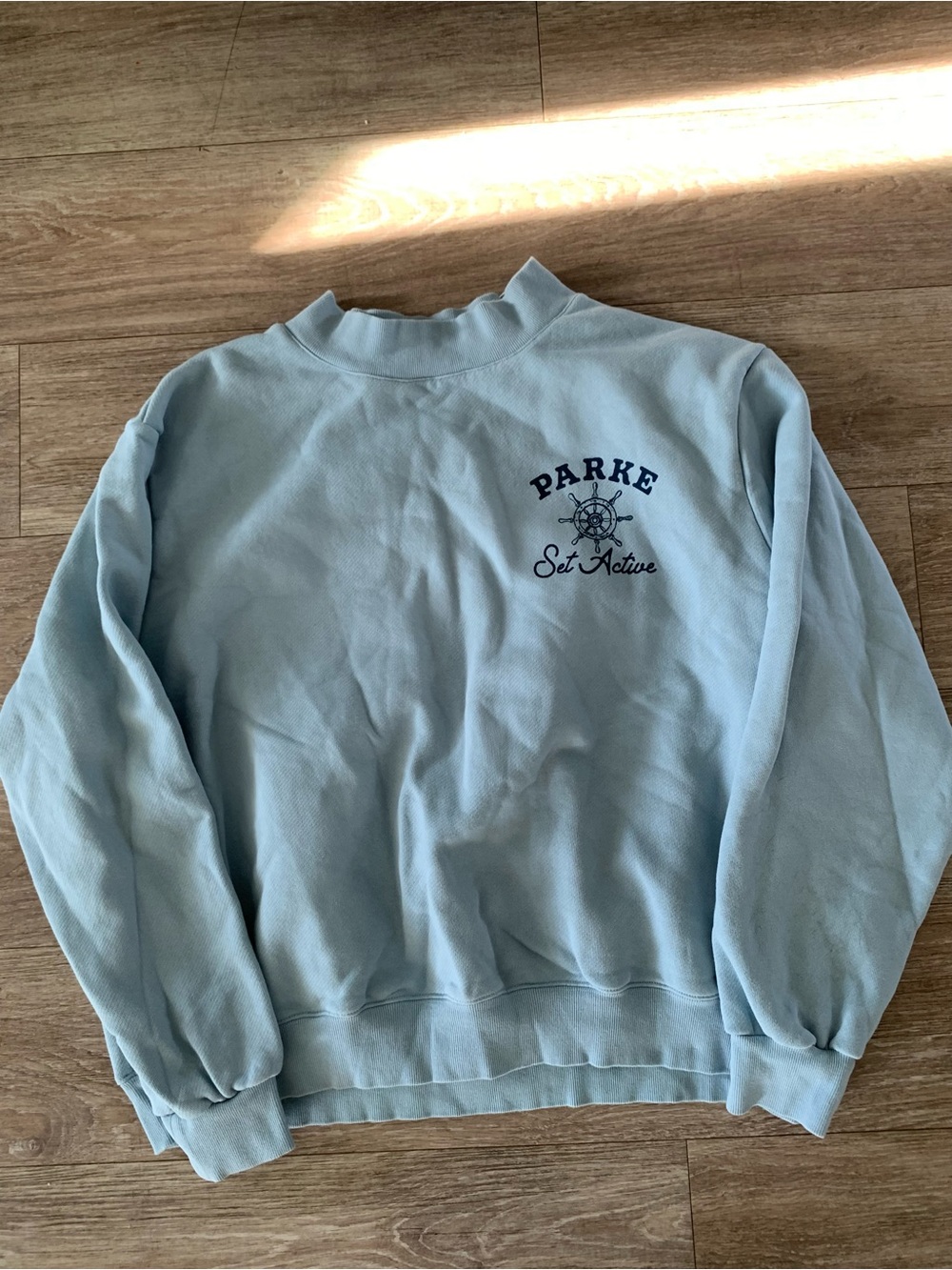 PARKE x SET ACTIVE "Set Sail" Mockneck Sweatshirt XXL Blue